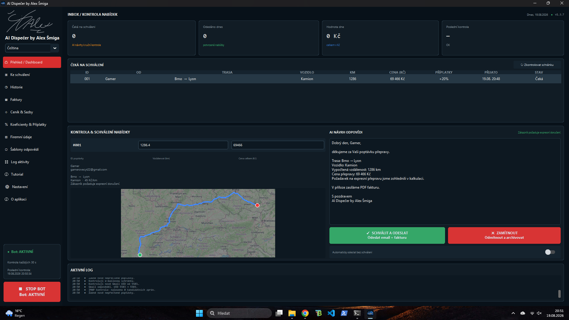 Automatic Dispecher dashboard